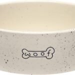 Pearhead Ceramic Dog Bowl – Woof Speckled Pet Food & Water Dish, 20 oz