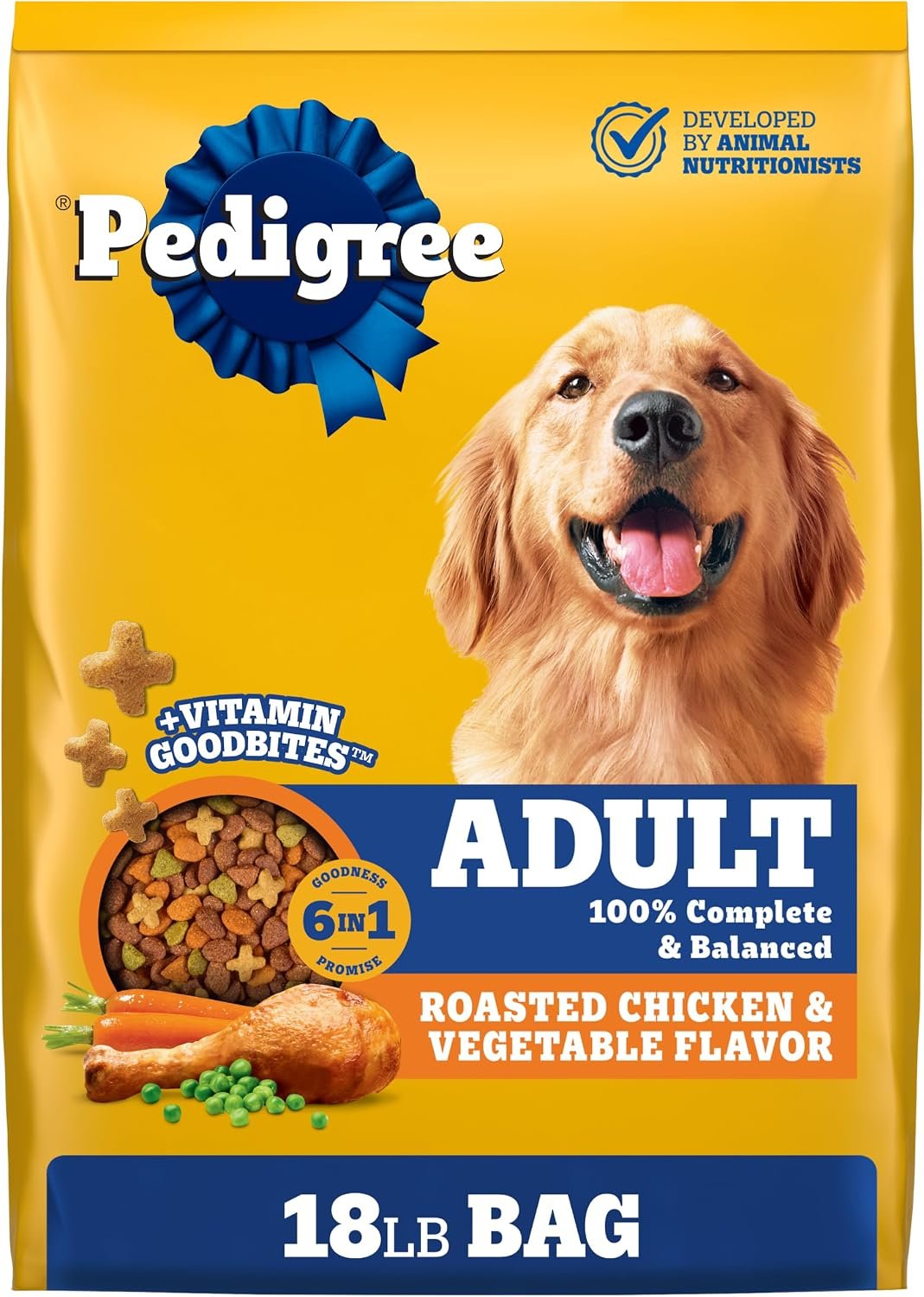Pedigree Adult Complete Nutrition Dry Dog Food, Chicken & Vegetable, 18 lb Pedigree Adult Complete Nutrition Dry Dog Food, Chicken & Vegetable, 18 lb