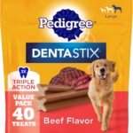 Pedigree Dentastix Large Breed Dental Dog Treats, Beef Flavor, 40 Count