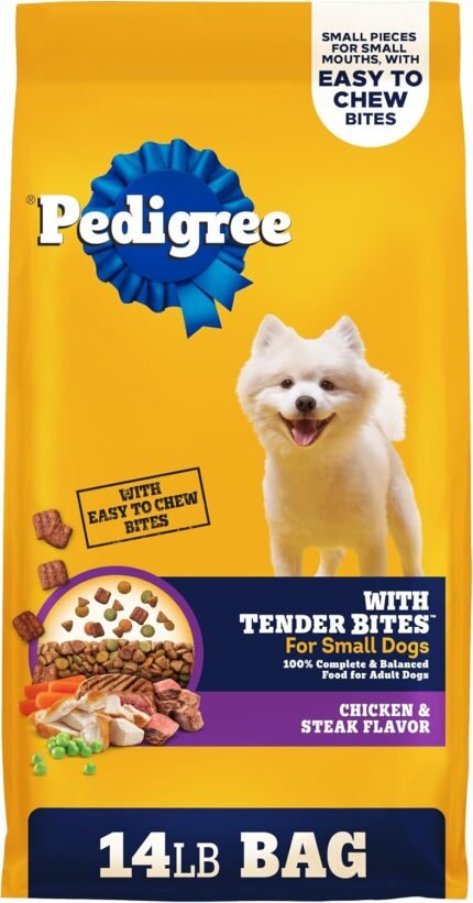 Pedigree Tender Bites Small Dogs Dry Dog Food, Chicken & Steak, 14 lb