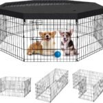 Peekaboo DogPlaypen 24 In-8 Panel Metal Rustproof  Pet Fence with Top Cover