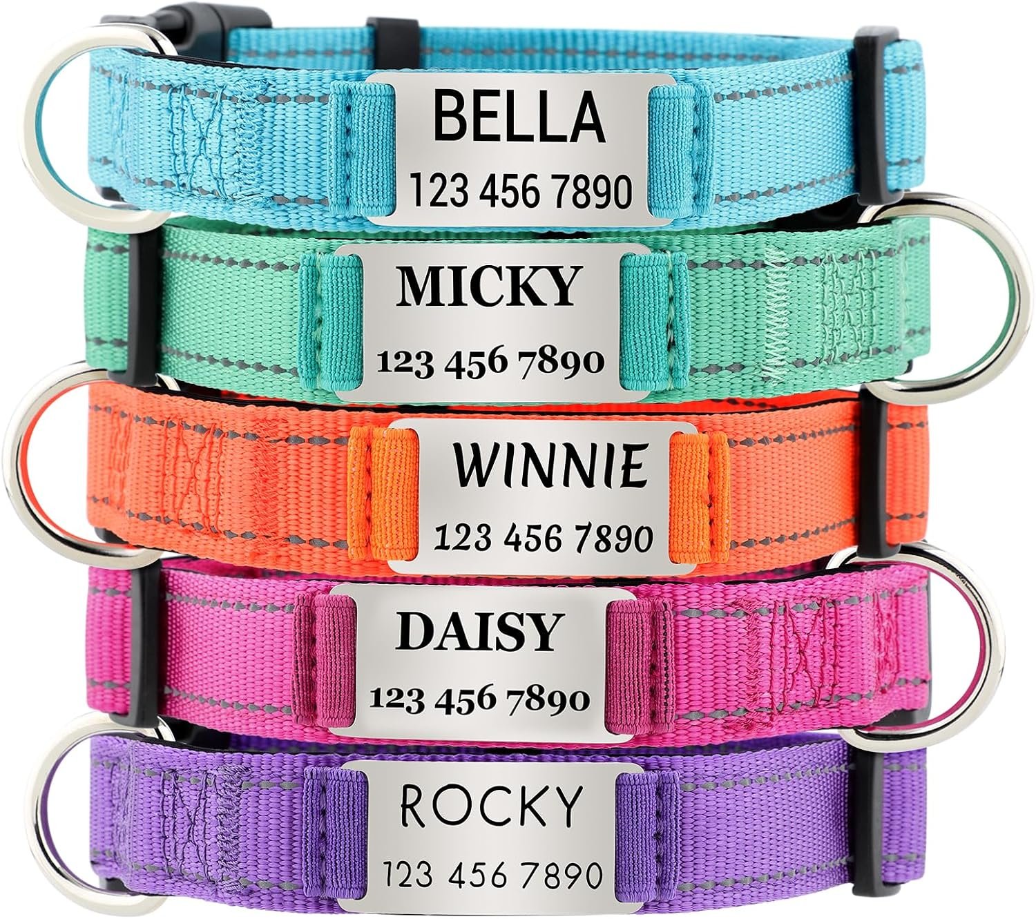 Personalized Dog Collars, Custom Engraved Name and Phone Number Personalized Dog Collars, Custom Engraved Name and Phone Number