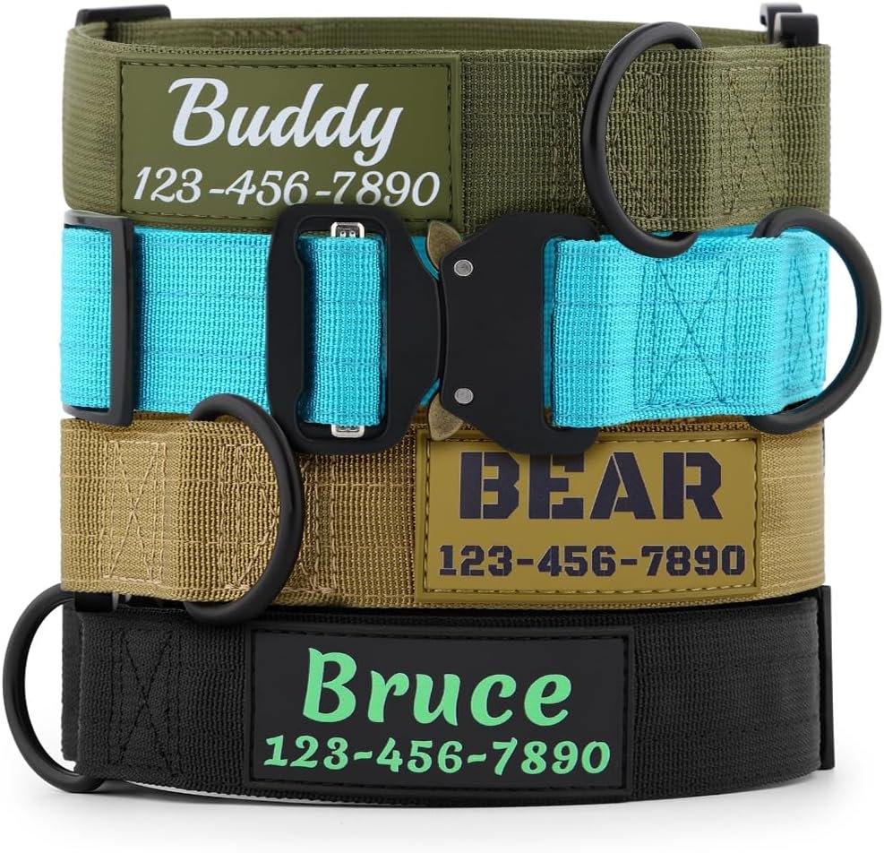 Personalized Tactical Dog Collar Custom with Name and Phone Number Personalized Tactical Dog Collar Custom with Name and Phone Number