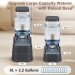 Pet Automatic Dog Water Dispenser Cat Gravity Waterer Feeder with Stainless Steel Bowl 8L Large Capacity Puppy Feeding Raised Bowls with Filter,Ice Pack (Charcoal Gray, 8L(2.2 Gallon)) - Image 2