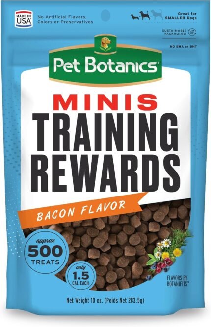 Pet Botanics Training Rewards Mini Soft & Chewy Dog Treats, Bacon, 10 oz