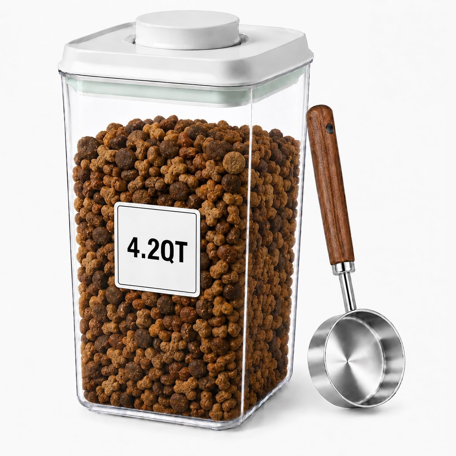 Pet Dog-Cat Airtight Food Storage-Container – 4.2Qt/4L jar with lid and 1/4Cup scoop | Holds 3–5 pounds of dry pet food | BPA-Free Pet Dog-Cat Airtight Food Storage-Container – 4.2Qt/4L jar with lid and 1/4Cup scoop | Holds 3–5 pounds of dry pet food | BPA-Free