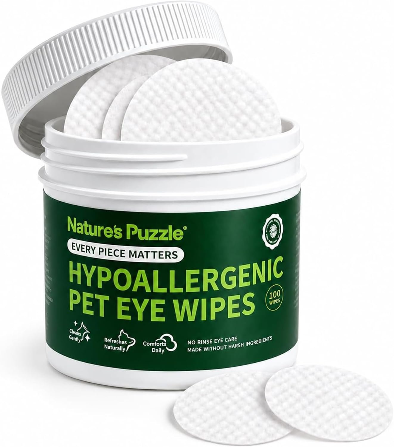 Pet Eye Wipes for Dogs & Cats, 100 Count Tear Stain Pads Pet Eye Wipes for Dogs & Cats, 100 Count Tear Stain Pads