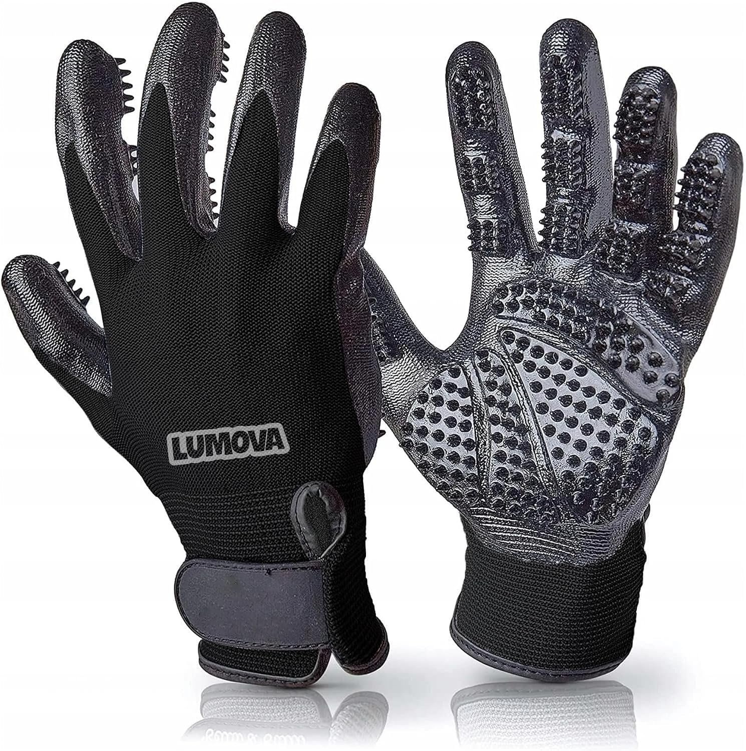 Pet Grooming Glove – Patented Rubber-Massage Shedding Bath & Hair Remover for Dogs, Cats & Livestock – Lightweight, Flexible, Secure Fit (Black) Pet Grooming Glove – Patented Rubber-Massage Shedding Bath & Hair Remover for Dogs, Cats & Livestock – Lightweight, Flexible, Secure Fit (Black)