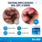 Pet MD Cat and Dog Ear Cleaner Wipes - Advanced Otic Veterinary Ear Cleaner Formula - Dog Ear Infection Treatment - 100 Count - Image 2