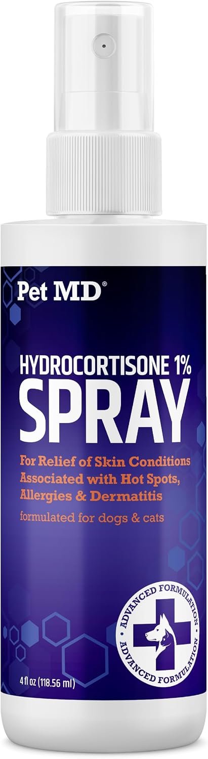 Pet MD Hydrocortisone Spray for Dogs, Cats, Horses – 4 oz Pet MD Hydrocortisone Spray for Dogs, Cats, Horses – 4 oz