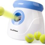 Pet Prime Automatic Dog Ball Thrower Launcher for Small and Medium Dogs, Interative Dog Fetch Machine with 3 Tennis Balls (2”) for Indoor/Outdoor Throwing Game Launch Distance 10-30ft