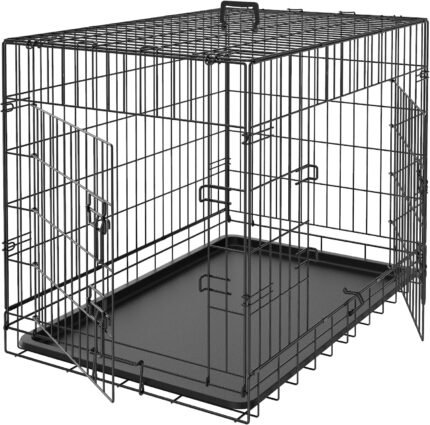Pet Republic Dog Crates for Large Dogs Folding Metal Wire Dog Gage Double Door 30/36/42Inches Dog Kennel Indoor Outdoor Pet Grates