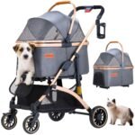 Pet Stroller for Small Dogs Cats, 6 Shock Absorption System