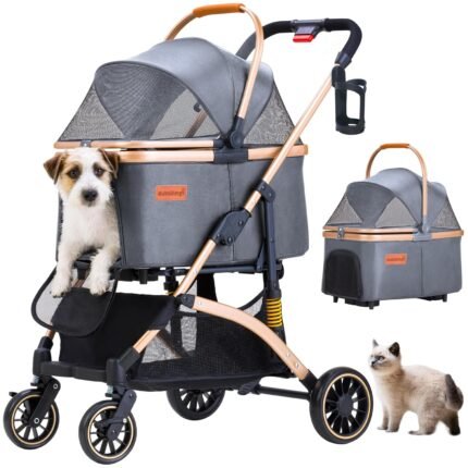 Pet Stroller for Small Dogs Cats, 6 Shock Absorption System
