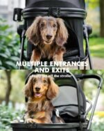 Pet Stroller for Small Dogs and Cats, One-Click Foldable Dog Stroller with Detachable Carrier & 3 Safety Tethers, Holds up to 33 lbs, Storage Basket & Cup Holder, Breathable Mesh, Black - Image 2