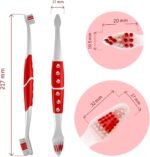 Pet Toothbrush for Dogs, Cats with Soft Bristles - Easy Teeth Cleaning & Dental Care, Non Slip Dual Head Dog Toothbrush for Medium & Large Pets, Toothpaste Not Included, Pack of 2 Red - Image 2