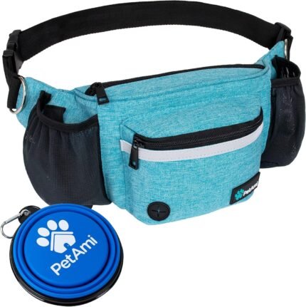 PetAmi Dog Fanny Pack, Treat Pouch for Dog Walking Training, Turquoise Blue