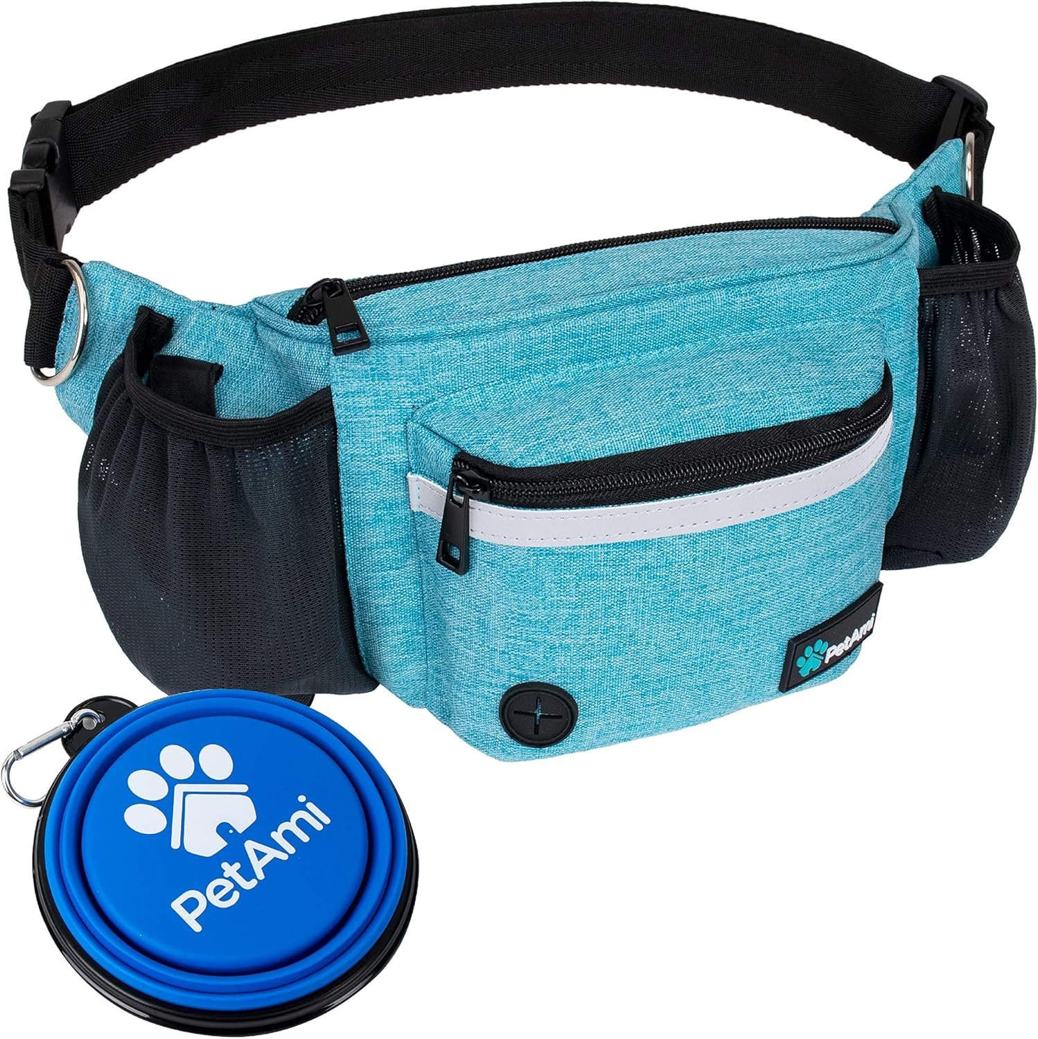 PetAmi Dog Fanny Pack, Treat Pouch for Dog Walking Training, Turquoise Blue PetAmi Dog Fanny Pack, Treat Pouch for Dog Walking Training, Turquoise Blue