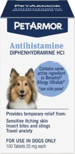 PetArmor Antihistamine Allergy Relief for Dogs, 100 Tablets