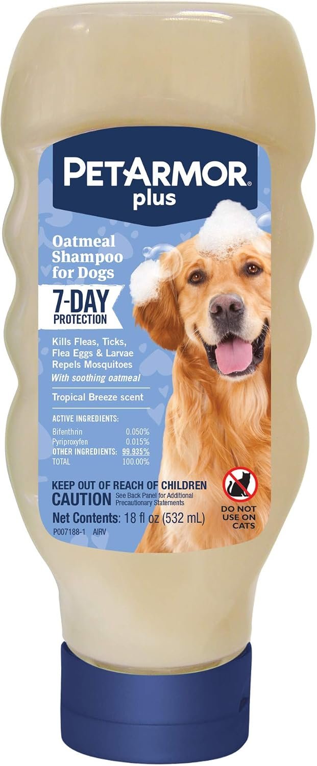 PetArmor Plus Flea & Tick Oatmeal Shampoo Dogs, 7-Day, Tropical, 18oz PetArmor Plus Flea & Tick Oatmeal Shampoo Dogs, 7-Day, Tropical, 18oz