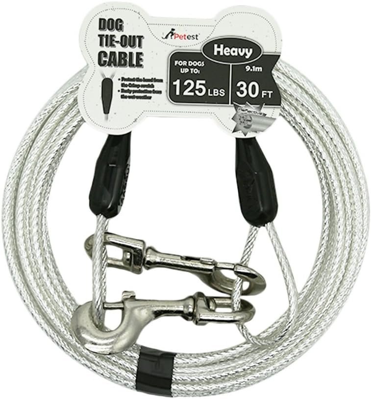 Petest 30ft Reflective Tie-Out Cable for Heavy Dogs Up to 125 Pounds Petest 30ft Reflective Tie-Out Cable for Heavy Dogs Up to 125 Pounds