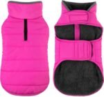Petglad Waterproof Dog Winter Coat, Warm Fleece Dog Jacket with Leash Hole