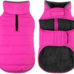 Petglad Waterproof Dog Winter Coat, Warm Fleece Dog Jacket with Leash Hole