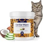 Petpost | Cat Ear Cleaner Wipes – Ultra Soft Cotton Pads in Coconut Oil Solution – Treatment for Removing Cat Ear Dirt & Wax 100 ct.