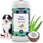 Petpost Large Paw Wipes for Dogs | 70 Count 5×7” Dog Paw Cleaner Wipes with Aloe Vera, Witch Hazel & Cocoa Butter | Gentle Pet Wipes for Paws | Ultra Soft Cotton Pads