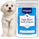 Petpost Tear Stain Remover Soft Chews for Dogs | 90 Count Chicken Flavor Dog Tear Stain Support Supplement | Gentle Eye Care for White Dogs & Light Breeds | Tylosin Free, Made in USA