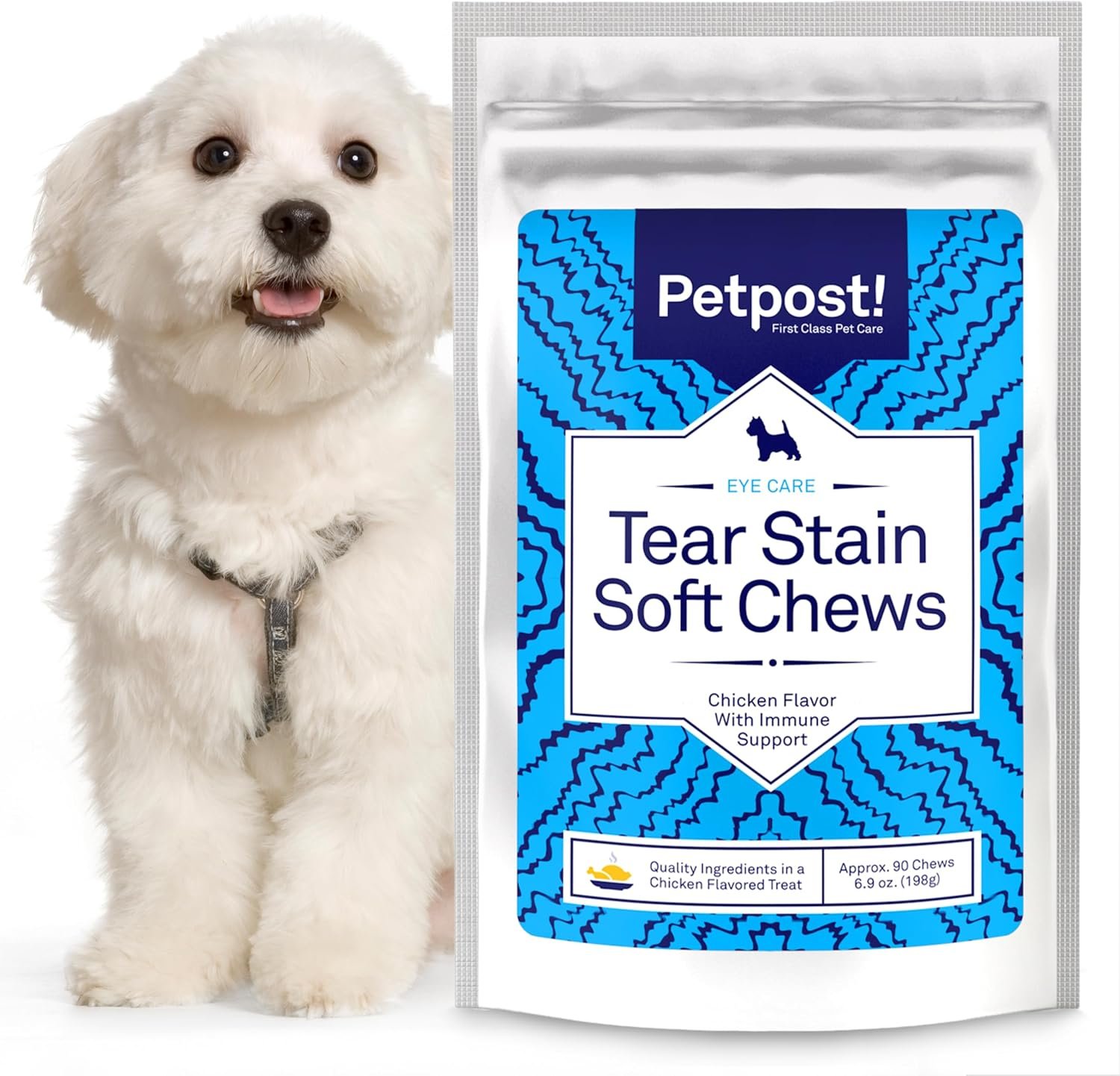 Petpost Tear Stain Remover Soft Chews for Dogs | 90 Count Chicken Flavor Dog Tear Stain Support Supplement | Gentle Eye Care for White Dogs & Light Breeds | Tylosin Free, Made in USA Petpost Tear Stain Remover Soft Chews for Dogs | 90 Count Chicken Flavor Dog Tear Stain Support Supplement | Gentle Eye Care for White Dogs & Light Breeds | Tylosin Free, Made in USA