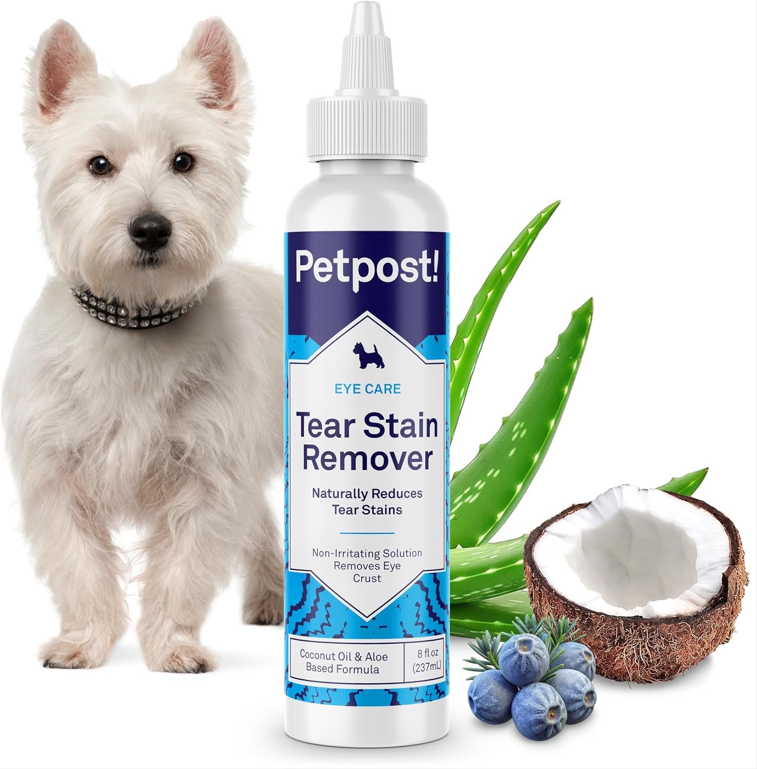 Petpost Tear Stain Remover for Dogs | 8 oz Gentle Dog Eye Cleaner Solution | Safe Dog Tear Stain Remover for White Fur & Light-Coated Breeds | Bleach Free Petpost Tear Stain Remover for Dogs | 8 oz Gentle Dog Eye Cleaner Solution | Safe Dog Tear Stain Remover for White Fur & Light-Coated Breeds | Bleach Free
