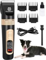 Petsaunter Dog Clippers for Grooming, 4-Speed & LCD, Low Noise Electric Trimmer for Grooming, TypeC Rechargeable Dog Hair Clippers, Super Quiet for Dogs & Pets with Thick or Heavy Coats(C95)