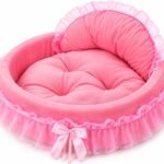 Pink Dog Bed Washable Princess Cat Couch Soft Plush Pet Sofa Nest Mat Snuggle Kitten Puppy Cave Beds Cute Cozy Kitten Doggy Kennel Cushion Small Medium Dogs Cats Sleeping Pad (S, Pink)