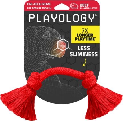 Playology Tug Rope Dog Toys for Medium Dogs - Medium, Beef Scent