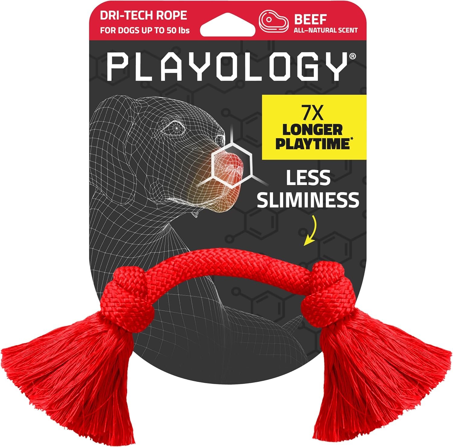 Playology Tug Rope Dog Toys for Medium Dogs – Medium, Beef Scent Playology Tug Rope Dog Toys for Medium Dogs – Medium, Beef Scent