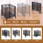 Polar Aurora Heavy Duty Dog Crate, Foldable Indestructible Dog Kennel, Escape Proof Extra Large Dog Cage with Lockable Wheels, High Anxiety Pet Playpen with Double Door for Indoor/Outdoor Use. (43in) - Image 2
