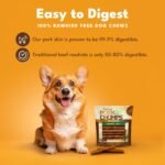 Pork Chomps Roasted Pork Skin Dog Chews, Long Lasting 6in Twists, 15 Count - Image 2