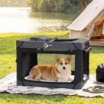 Portable Collapsible Soft Dog Crate for Medium Dogs, 30in Black