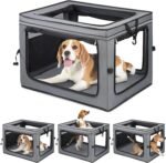 Portable Dog Crate Soft Dog Crate 22",30",36",42" Foldable Basic Dog Crates Easy Set-up, Light, Sturdy, Comfy，Collapsible Crate for Home and Travel (30Inch)