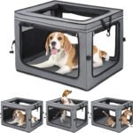 Portable Dog Crate Soft Dog Crate 22″,30″,36″,42″ Foldable Basic Dog Crates Easy Set-up, Light, Sturdy, Comfy，Collapsible Crate for Home and Travel (30Inch)