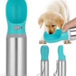 Portable Dog Water Bottle, 14 OZ Stainless Steel Pet Water Dispenser