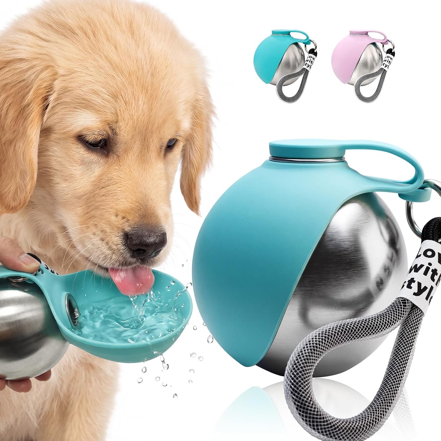 Portable Dog Water Bottle with Bowl, 10oz Leak-Proof Stainless Steel Dog Travel Water Bottle, BPA-Free Pet Water Dispenser for Small & Medium Dogs, Walking, Hiking & Outdoor Travel Portable Dog Water Bottle with Bowl, 10oz Leak-Proof Stainless Steel Dog Travel Water Bottle, BPA-Free Pet Water Dispenser for Small & Medium Dogs, Walking, Hiking & Outdoor Travel
