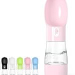 Portable Dog Water Bottle with Food Container Dishwasher Safe-Pink