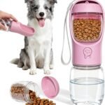 Portable Dog Water Bottle with Food Container, Drinking Bottle for Travel