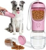 Portable Dog Water Bottle with Food Container, Drinking Bottle for Travel