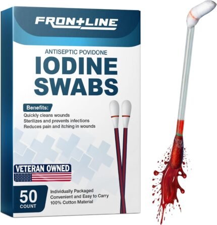 Povidone Iodine Swabs, 50 Pack, Iodine Antiseptic Solution for Wound Care