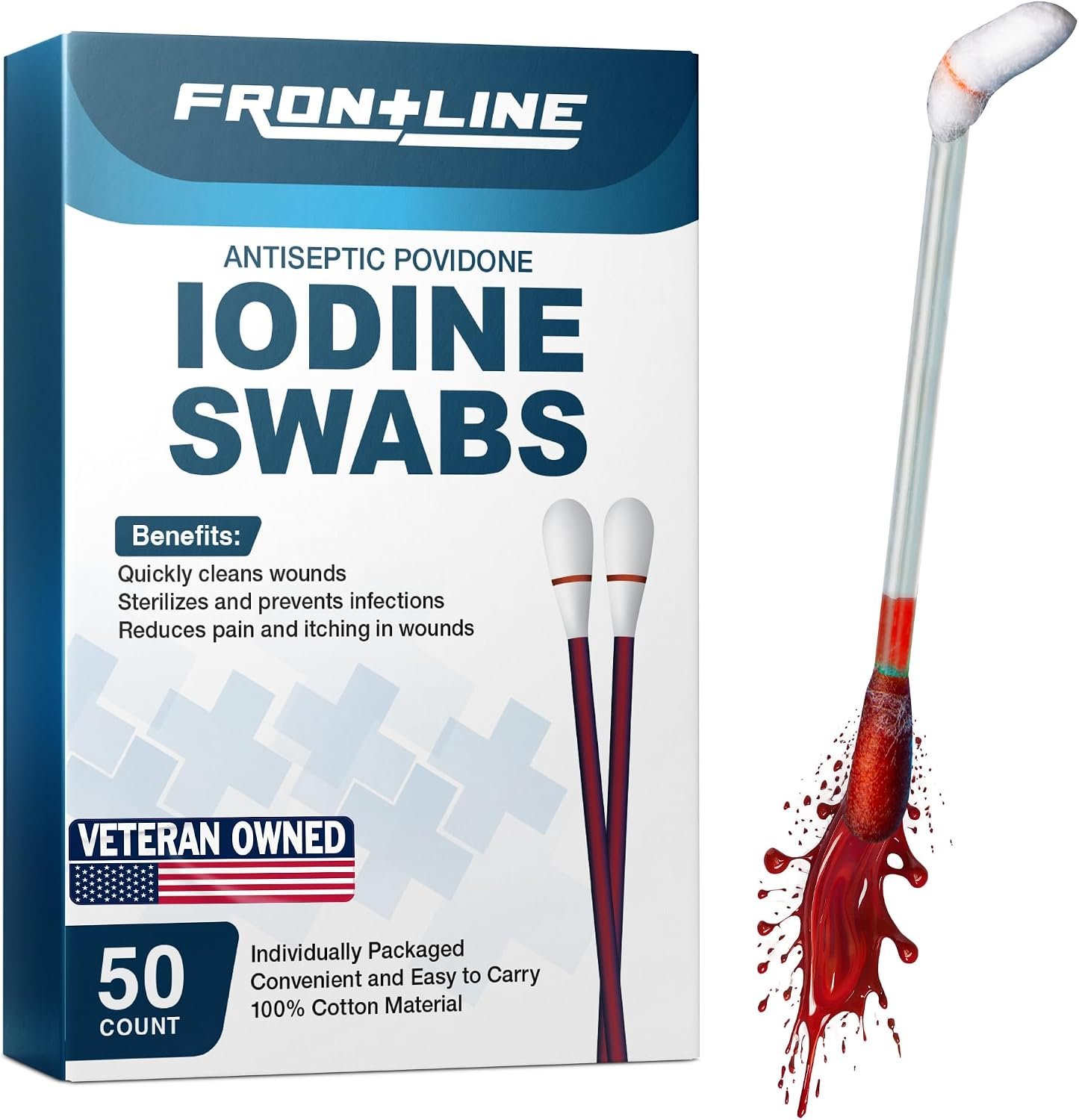 Povidone Iodine Swabs, 50 Pack, Iodine Antiseptic Solution for Wound Care Povidone Iodine Swabs, 50 Pack, Iodine Antiseptic Solution for Wound Care
