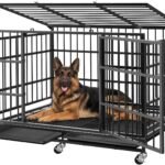 Powools 42 Inch Heavy-Duty Dog Crate Indestructible with Double Door