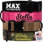 Premium Personalized Dog Collar - Heavy Duty Tactical Dog Collar with Name and Phone Number Dog Collars for Large Dogs, Medium Dogs, Strong and Thick Nylon Material for Male and Female Breed